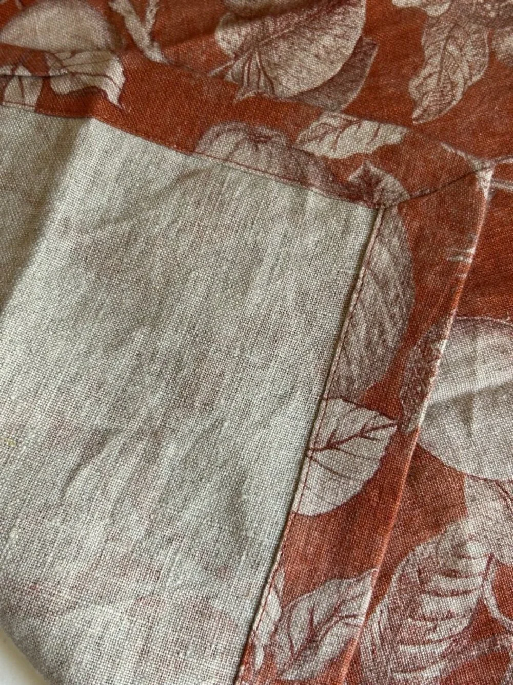 Sur La Table Botanical Fruit Pears Rust Beige Linen Napkin Set of 4, Square 20